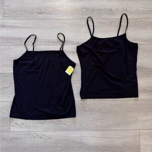 Nordstrom Intimates Camisoles Set Of 2 Sz XL Black Cami Tank Top Stretch Womens